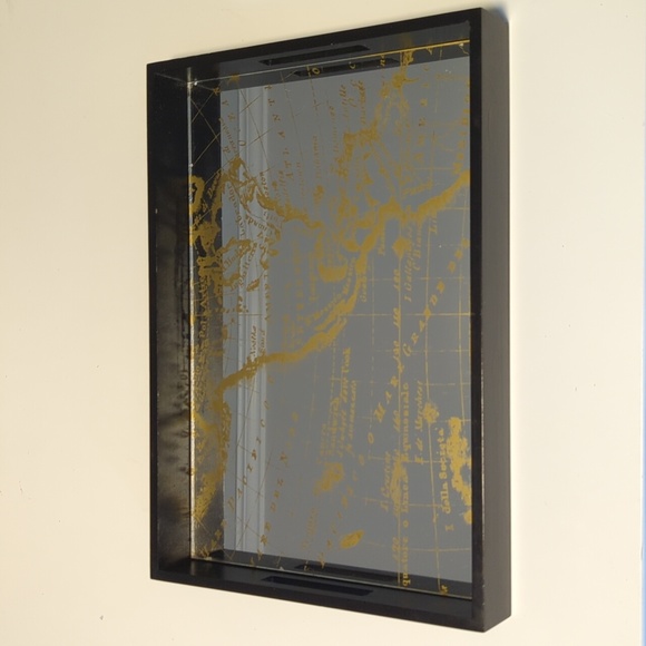 Black tray with mirrored map insert - Picture 1 of 7